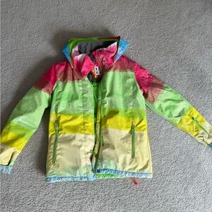 Roxy Kids Hooded ski Jacket - Pink, Green, Yellow, Blue